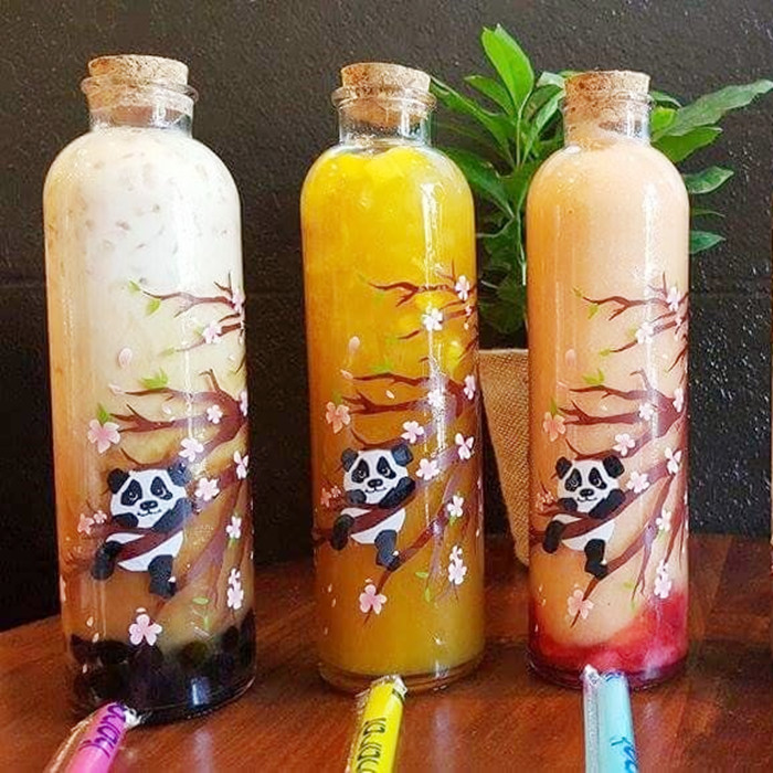 Bubbly tea boba glass bottle with cork Supplier