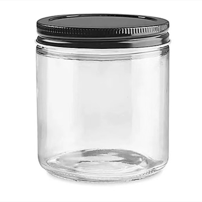 16oz  wide glass jars with lids